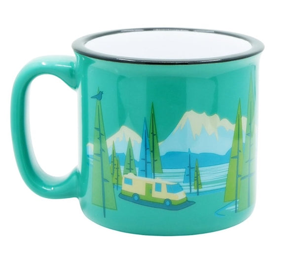 Camp Casual Birds Eye View Design Ceramic Coffee Mug, 15 oz., CC
