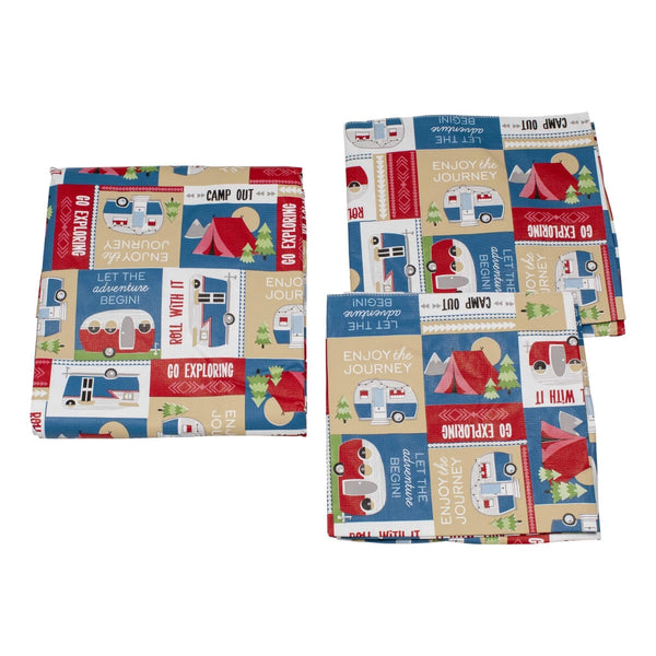 Lippert Vinyl Tablecloth with Bench Covers - Camping Patchwork