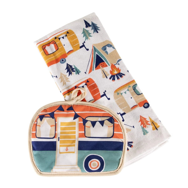 Lippert Kitchen Towel & Potholder Set - Camp Print, 2 Pieces