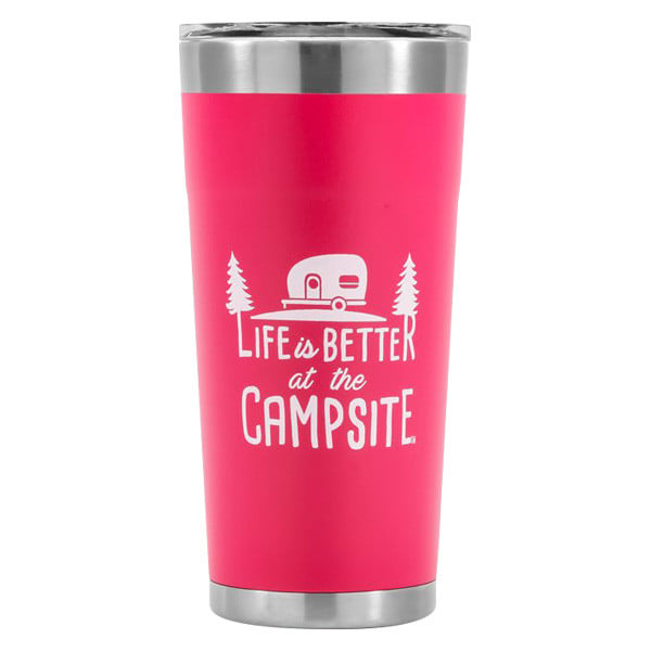 Camco Coral Pink 20 oz Life is Better at The Campsite Tumbler