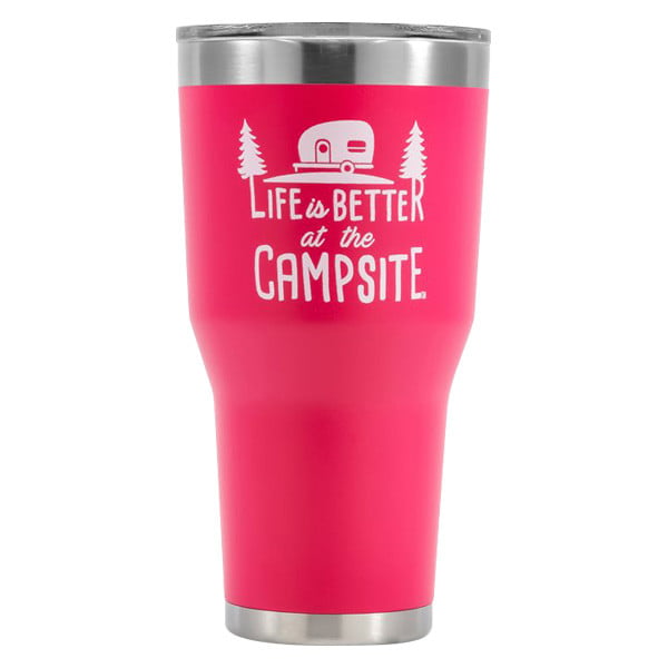 Camco Campsite Stainless Steel Tumbler - 30 Oz - Coral Pink