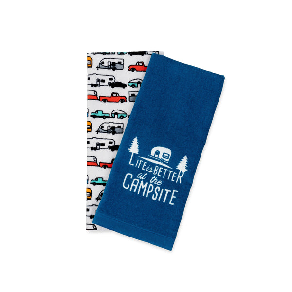 Camco "Life is Better at the Campsite" Dish Towel Set & RV Patterns