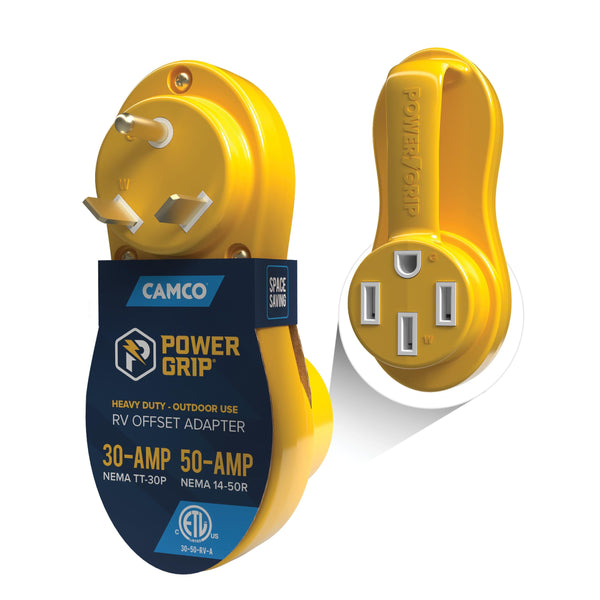 Camco Power Grip Electrical Offset Adapter - 30 amp to 50
