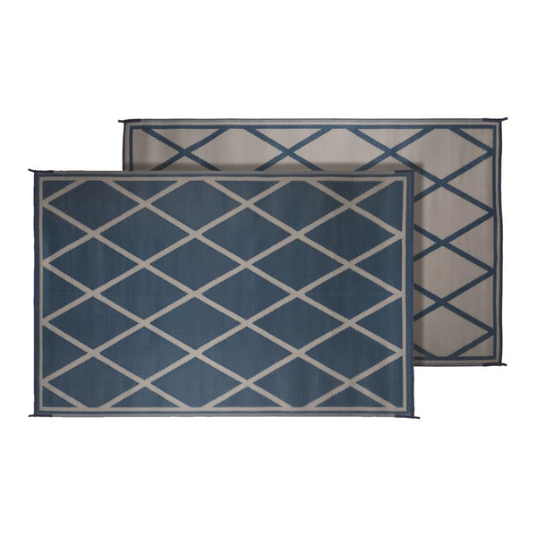 Faulkner RV Reversible RV Patio Mat - Blue & Ivory Diamond