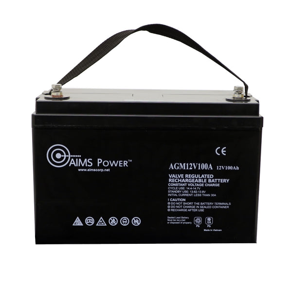 Aims AGM 12V 100Ah Deep Cycle Battery Heavy Duty