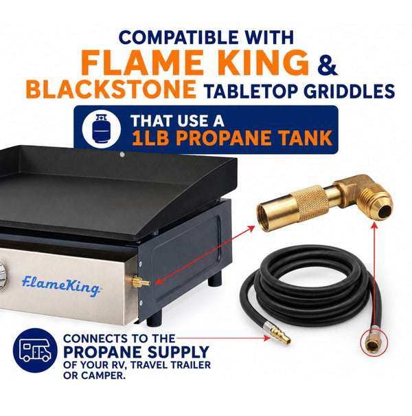 Flame King Propane 12ft RV Quick Connect Hose Adapter