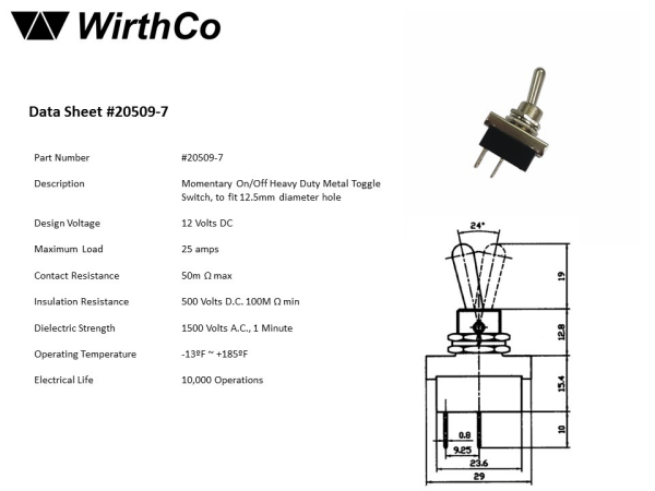 Wirthco Heavy-Duty Metal Momentary Switch