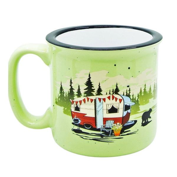 Camp Casual Beary Green Design Ceramic Coffee Mug, 15 oz., CC