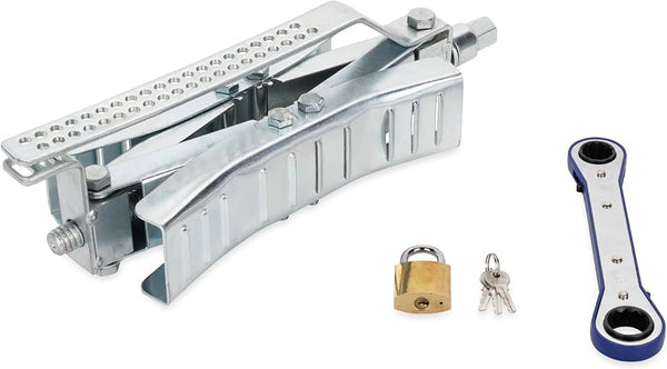 Camco Premium Locking Wheel Stop w/ Ratchet Wrench - Steel
