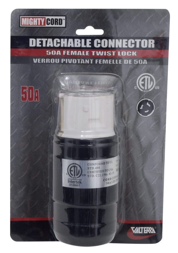 Mighty Cord 50A Detachable Connector w/ Female Twist Lock, Carded
