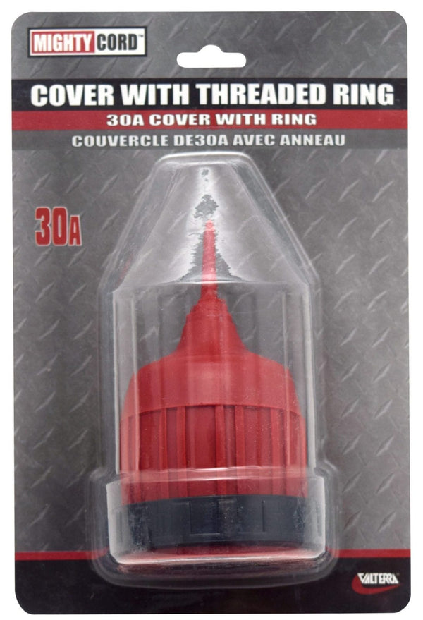 Mighty Cord 30 Amp Cover with Threaded Ring, Red, Carded