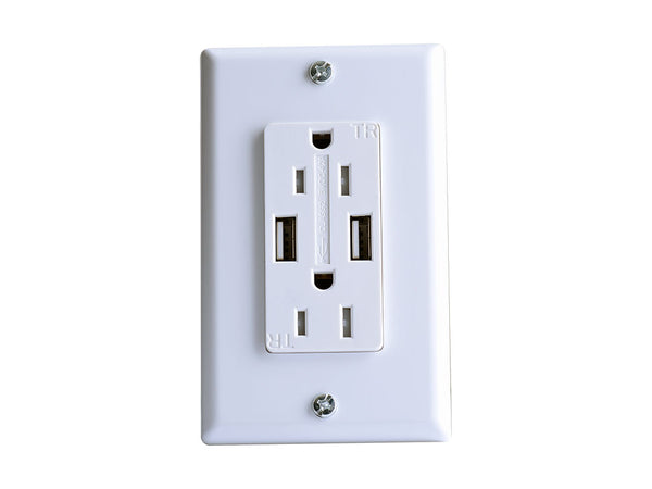 S850 Dual Outlet with Cover Plate & 2 USB Charging Ports