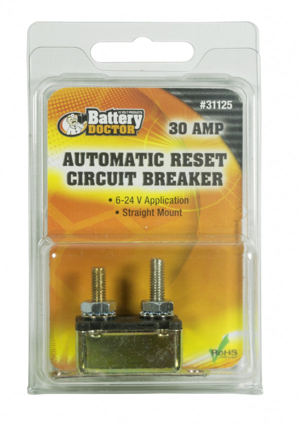 WirthCo 30 Amp Stud Mounted with In-Line Bracket Circuit Breaker - Bulk