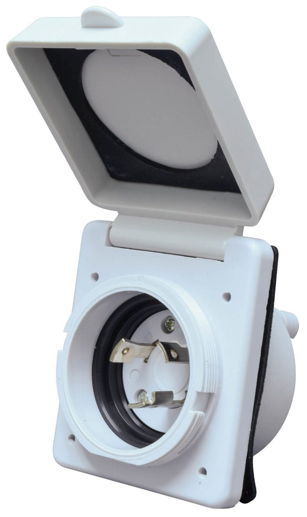 Mighty Cord 30 Amp Power Inlet, White, Carded