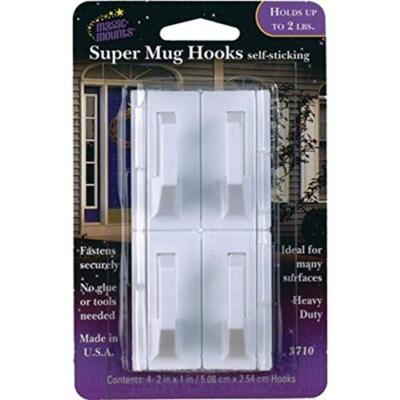 Magic Mounts 3710 Super Mug Hook 4/pk Wht