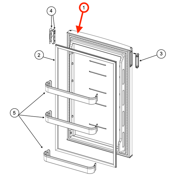 Norcold Lower Refrigerator Door 640467 (fits N8DCSS) w/ gaskets