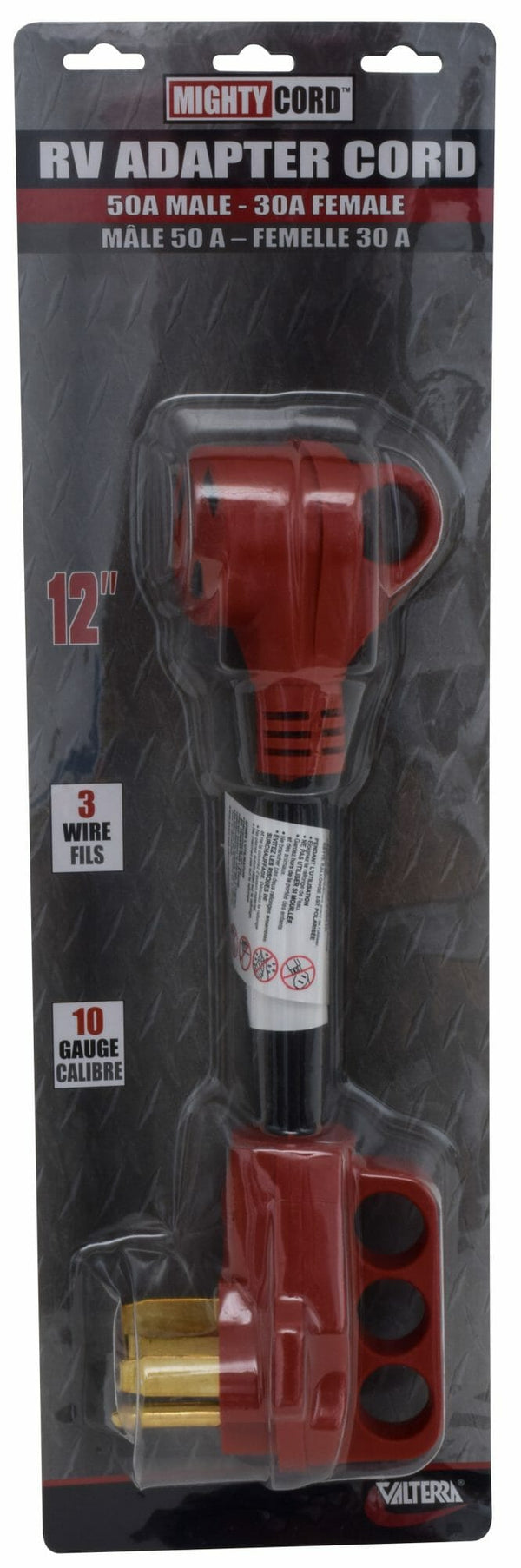Mighty Cord 50AM-30AF Adapter Cord with Handle, 12″, Red, Carded