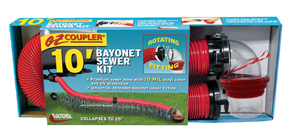 Valterra EZ Coupler Bayonet Sewer Hose Kit, 10′, Boxed