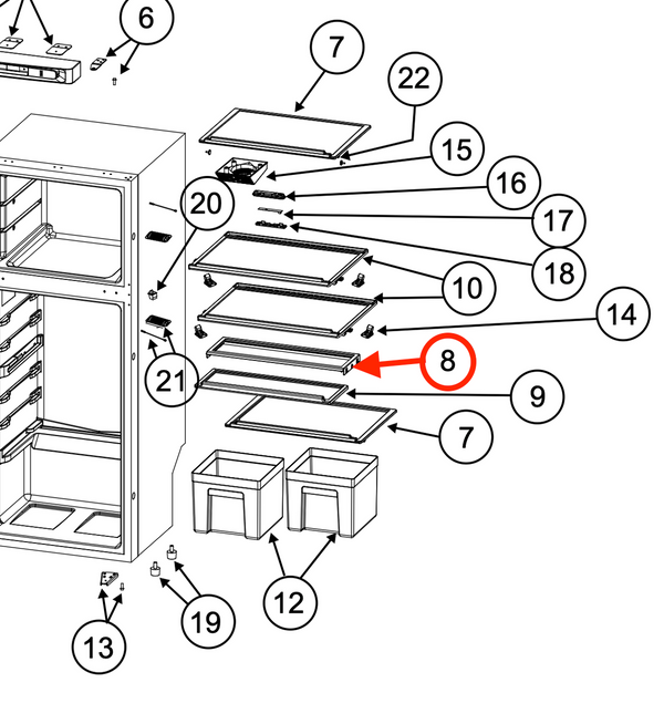 Norcold Rear Slide Out Shelf 640174 (fits the N10DC models)