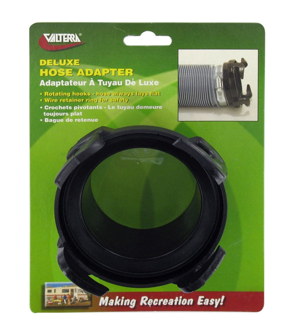 Valterra Hose Adapter, 3" Straight Rotating, Black, Carded