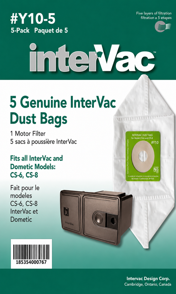 Intervac VAC Dust Bags – Pack of 5 with Motor Filter
