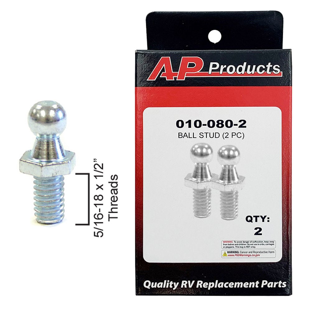 Ball Studs, 5/16-18 x 1/2” Threads, 10mm ball – 2 Pack