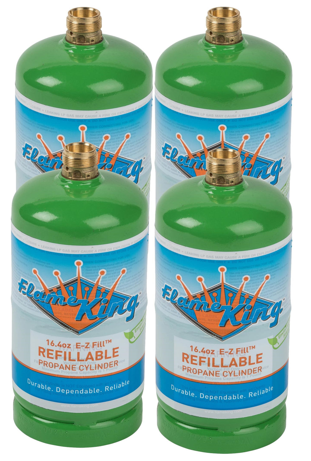 Flame King 1lb Refillable LP Cylinder, 16.4oz., Green, 4-Pack Model # - 4