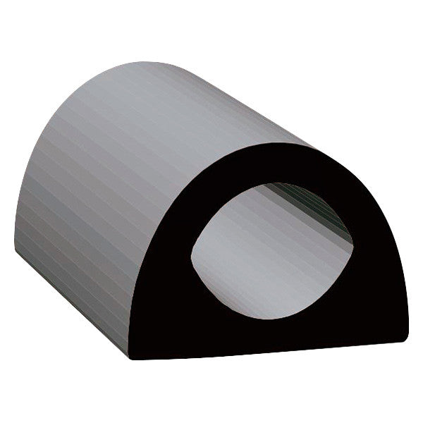 Clean Seal 1/2" x 0.36" Non-Ribbed D Seal With Tape - Black