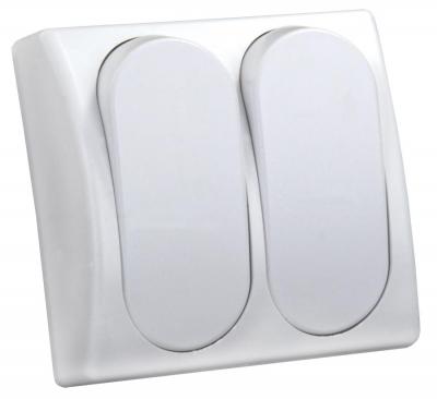 JR Products Modular SPST On/Off Double Switch, White