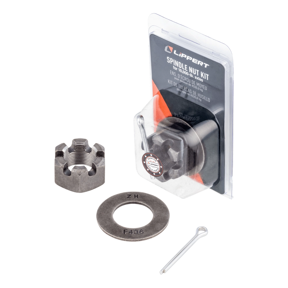 Lippert Spindle Nut Kit - 10,000-lb. Axles, 1-1/2"-12 Thread Size, Round Washer