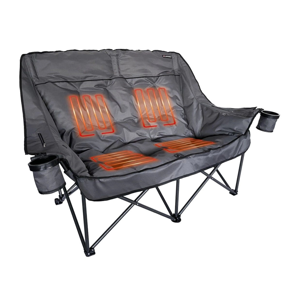 Lippert Big Bear Heated Folding Loveseat - Dark Grey