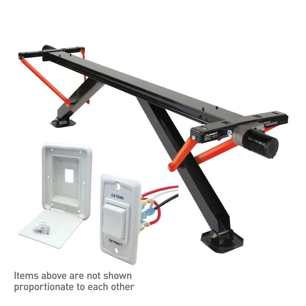 Lippert PSX1® High-Speed RV Power Stabilizer Jack System with White Switch Kit & Switch Hatch Box