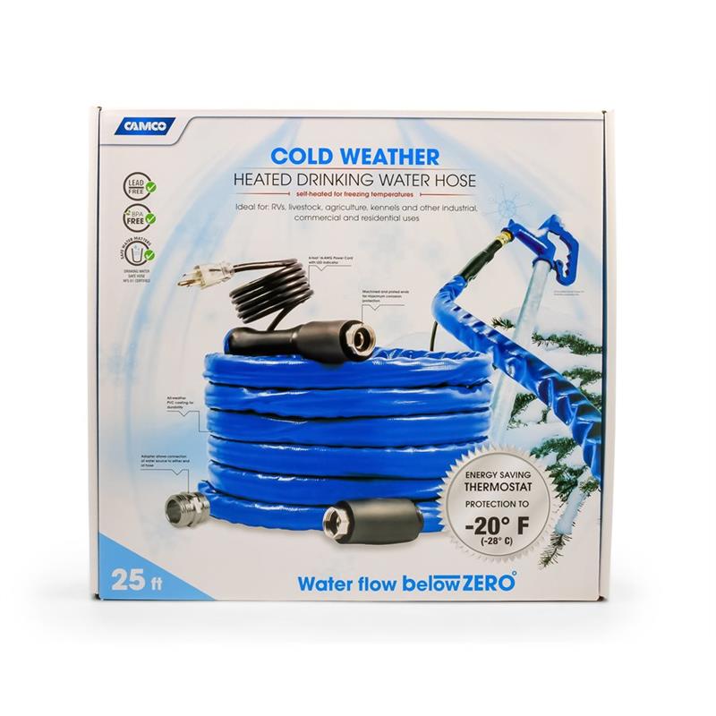 Camco Heated Drinking Water Hose -20, 25',5/8"ID (E/F) cETLus