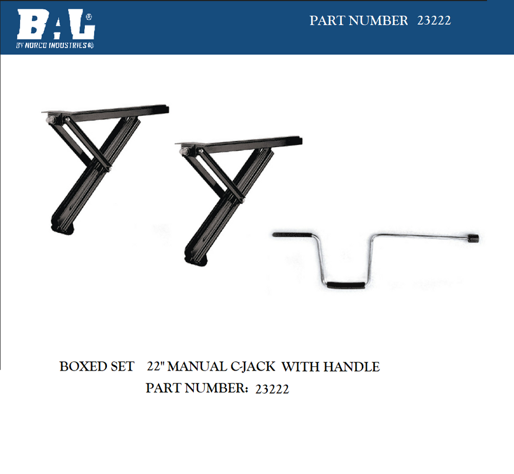 BAL RV C-Jack Stabilizing Jack – manual operated sizes 19″ 22 23222