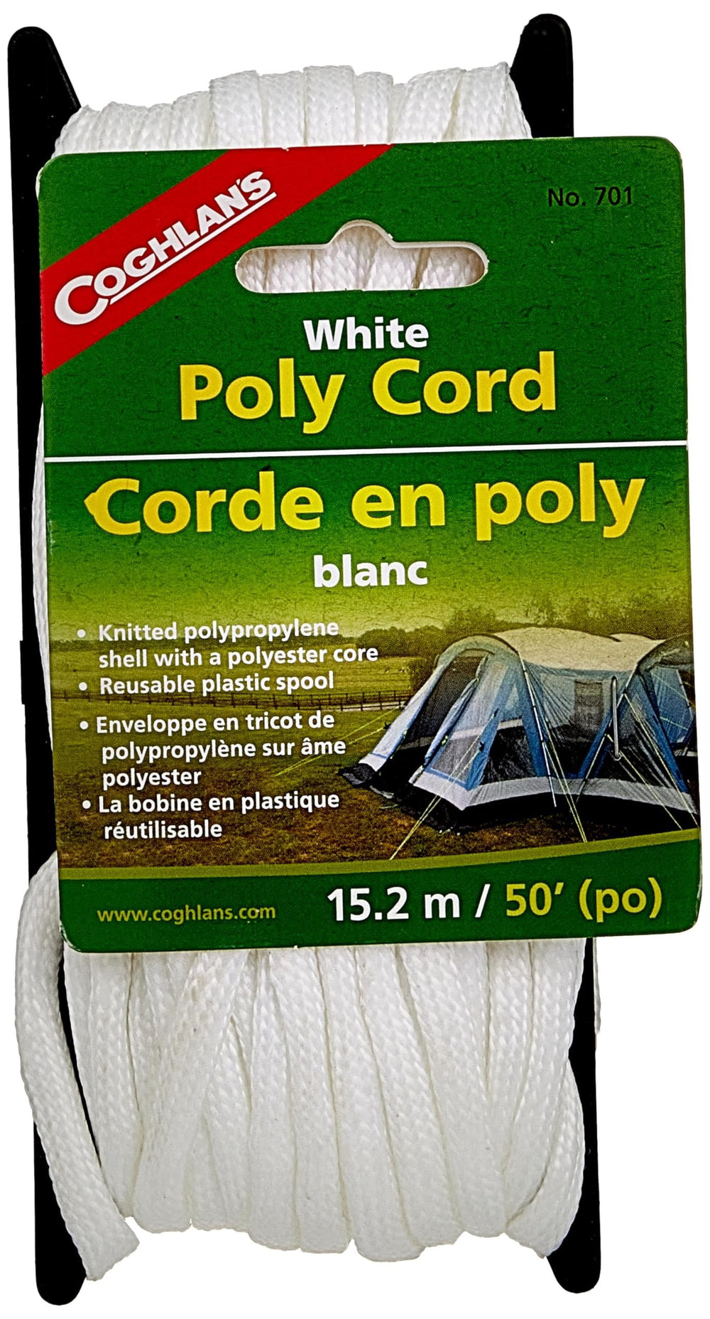 Coghlan's Braided Poly Cord, Polyester/Polypropylene, White