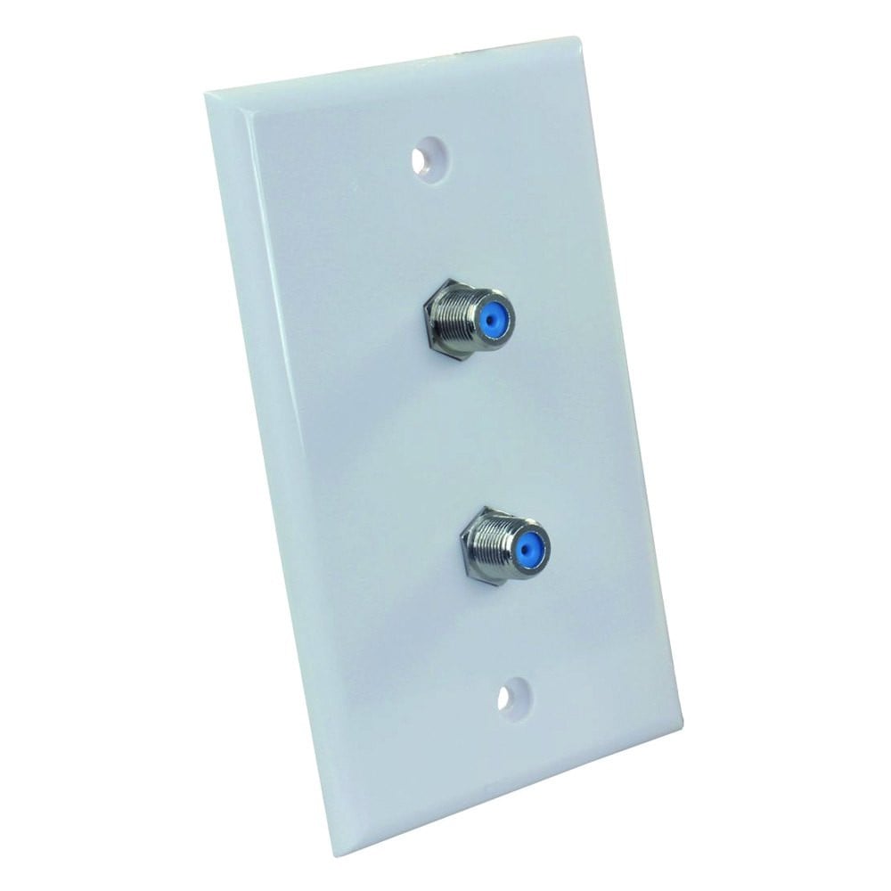 JR Products TV Dual Cable Entry Plate, White, 47875