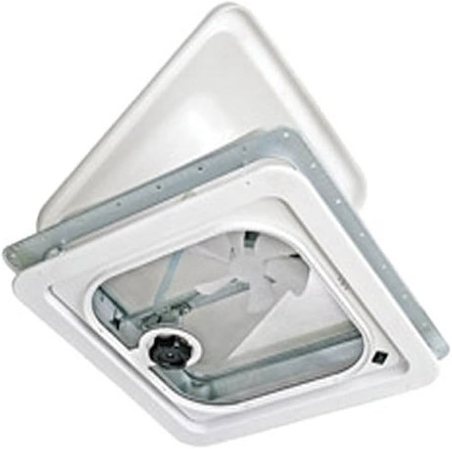 Ventline 14" RV Roof Vent w/ 12 VOLT Fan and White Lid