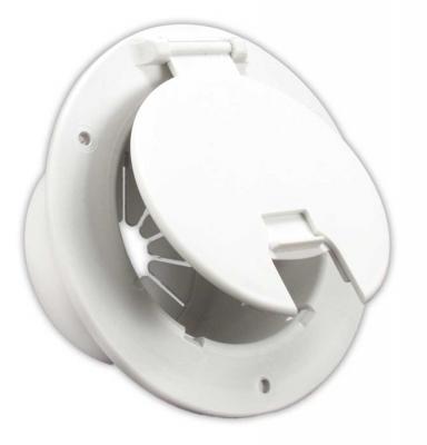 JR Products Deluxe Round Electric Cable Hatch w/Back, Polar White