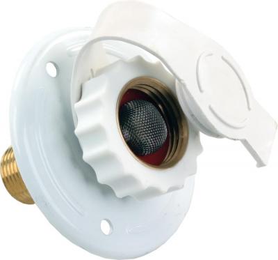 JR Products City Water Flange, Metal, White, MPT