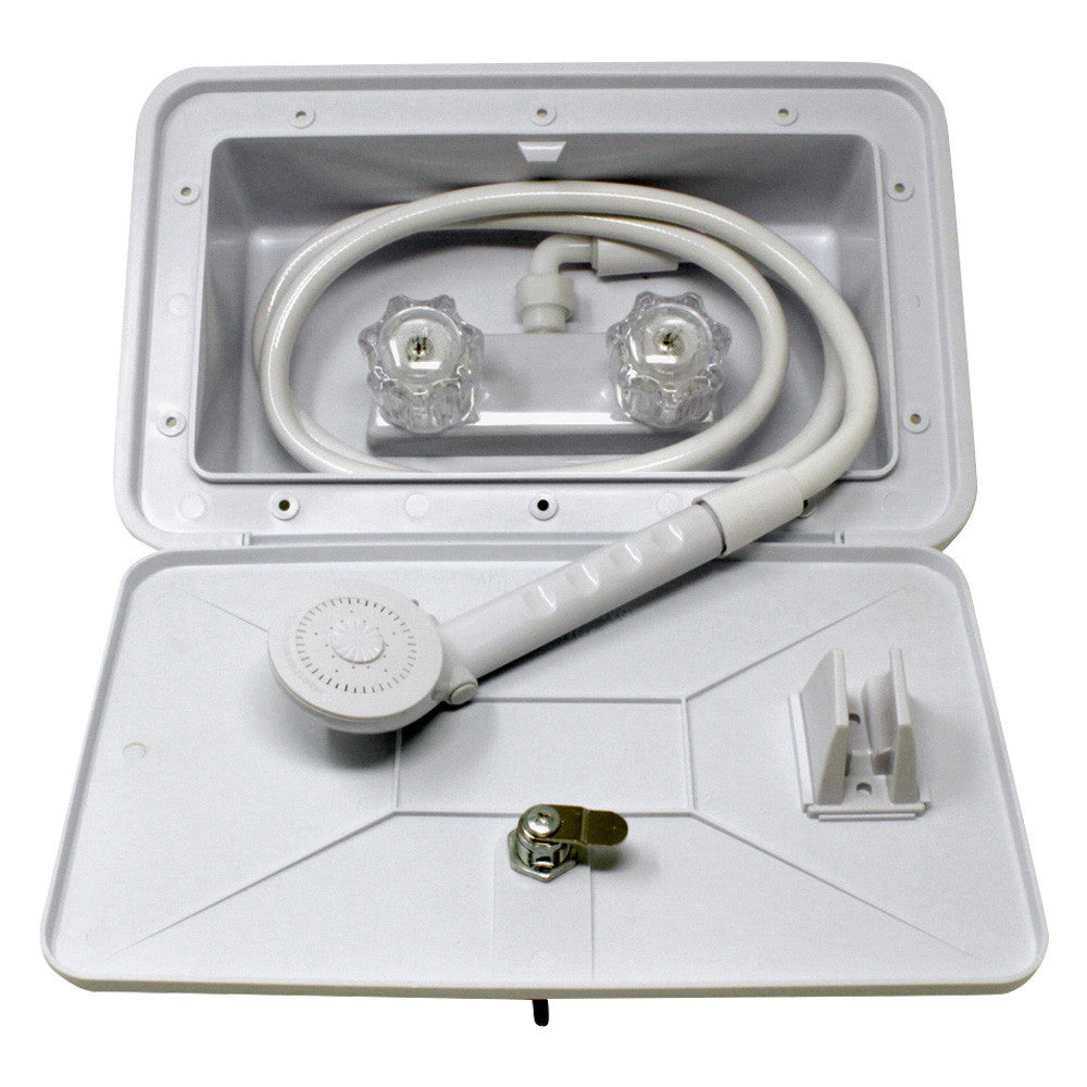 Lasalle Bris Plastic White Exterior Shower Box with Hose