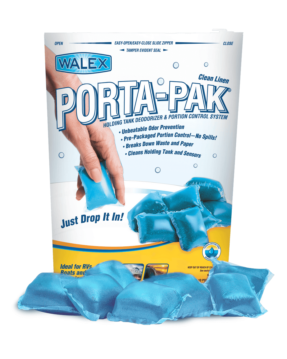 Walex Porta-Pak Holding Tank Deodorizer, Fresh Scent, 10 Pack