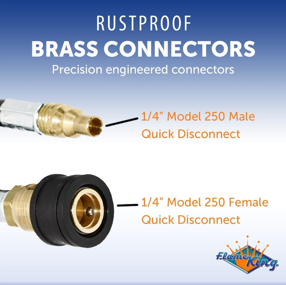 Flame King Propane Quick Connect Hose, 72", 1/4" Male