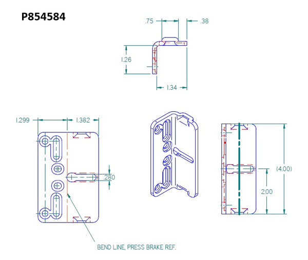BAL RV P BRACKET, OUTSIDE STANDOFF 1.44 X 1.52
