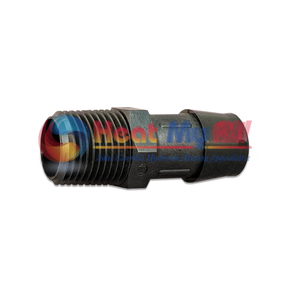 Aqua Glass Filled Black Nylon Barb Fitting, 1/2 in. NPT x 3/4 in. - PLX-200-103