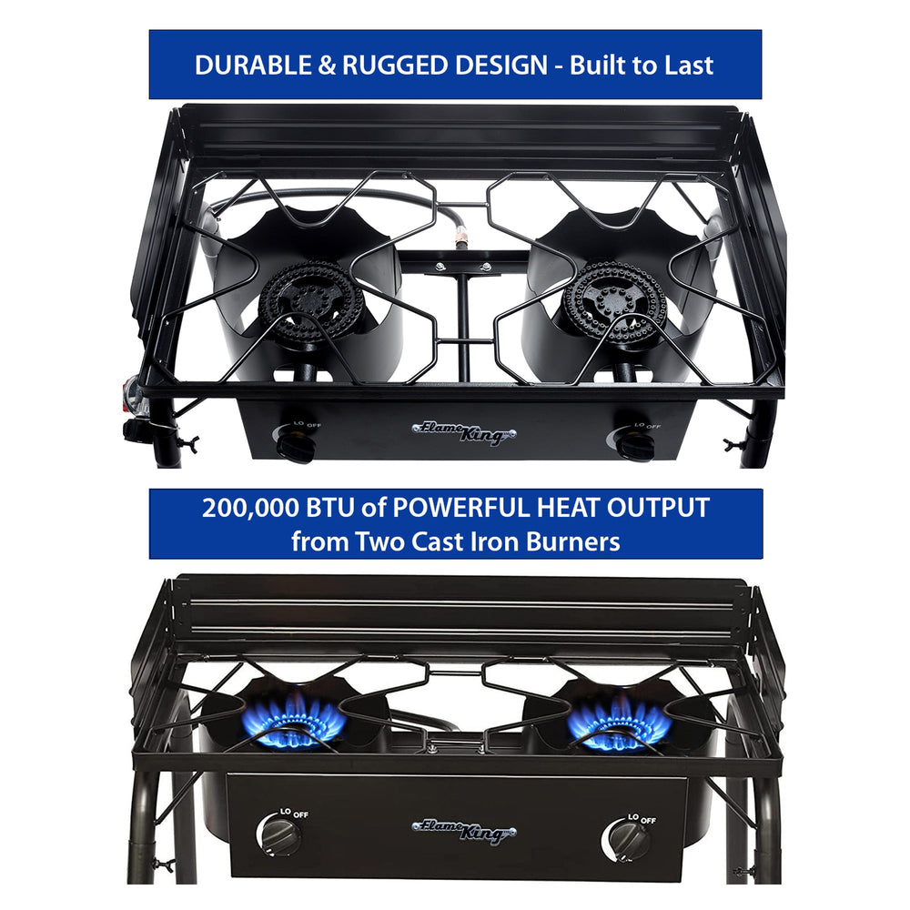 Flame King Outdoor Propane Double Dual Burner Stove Model