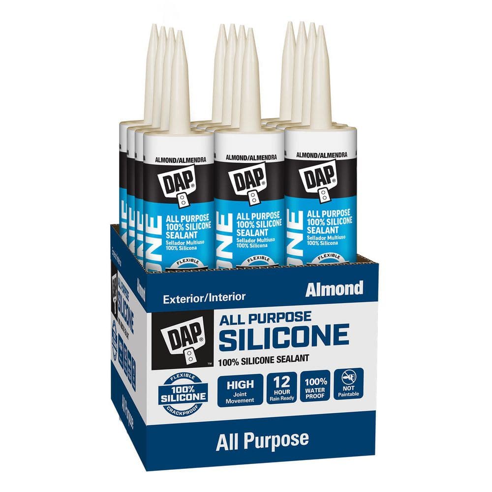 DAP 100% Silicone Rubber Window, Door, and Siding Sealant, Almond