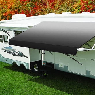 Carefree/ Eclipse™ 17'W x 8'Ext. White Denim Vinyl Power RV Patio