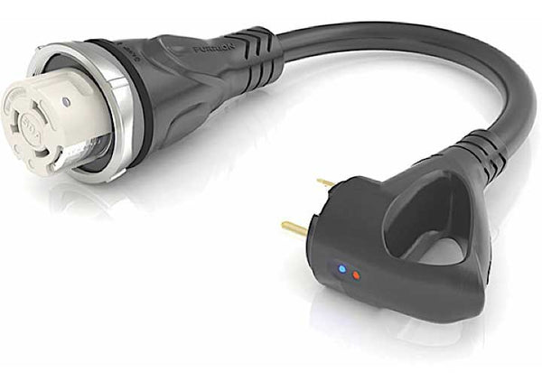 Furrion Pigtail Adapter - 50A Connector to 30A Plug, Black