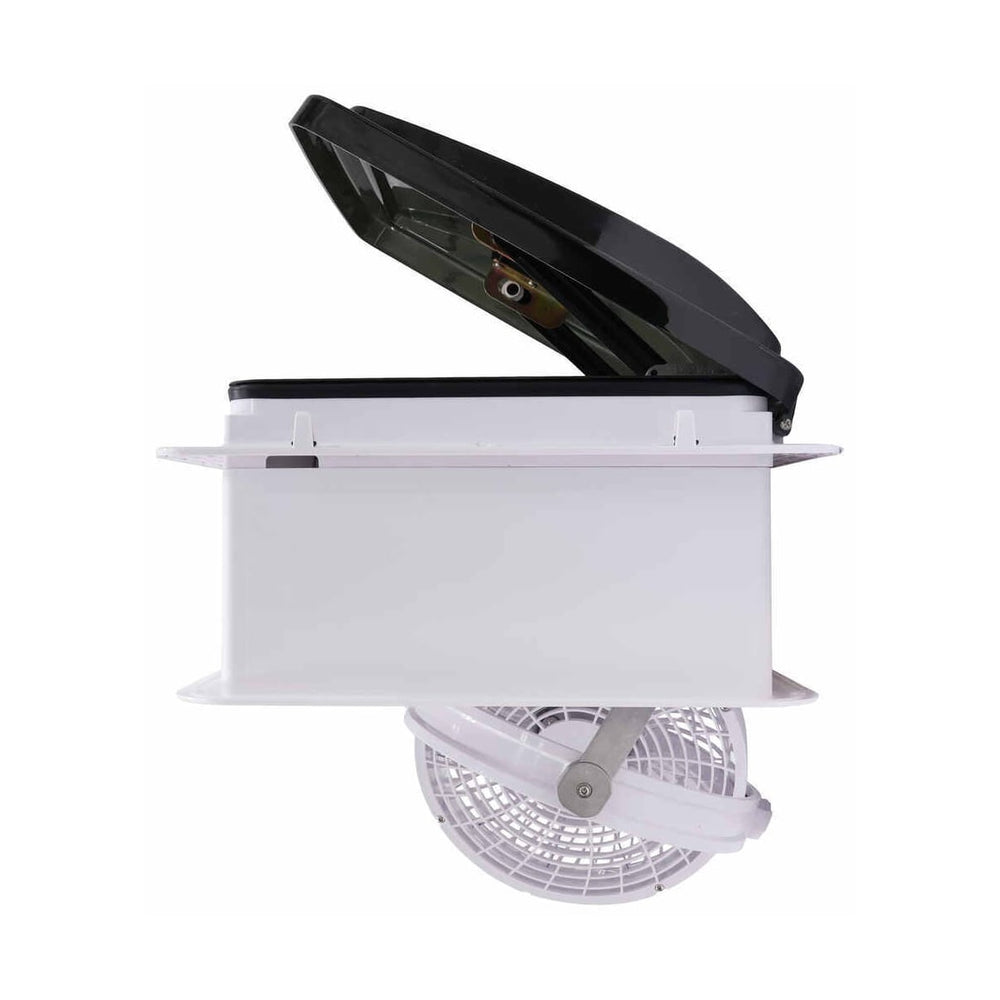MaxxAir Maxxfan Deluxe All-In-One RV Vent, Shield & Fan (Smoke 10 Speed)