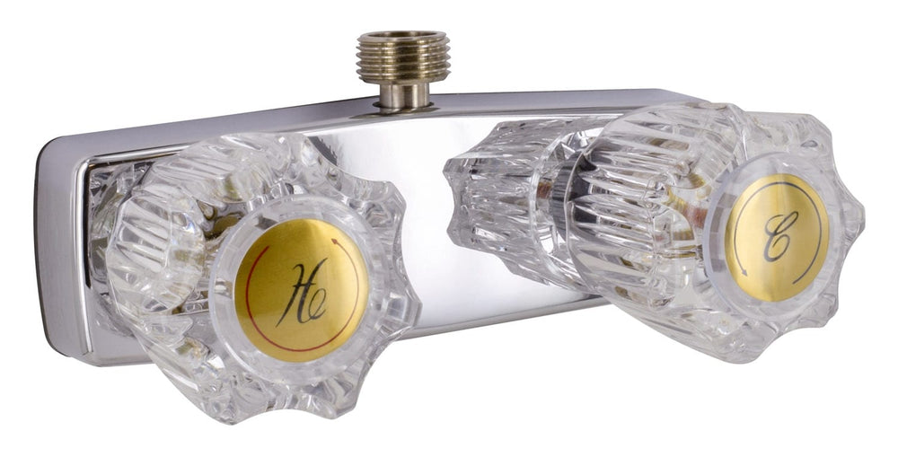Phoenix, Shower Valve, “D” Spud, Chrome With Clear Acrylic Knob Handles PF213321